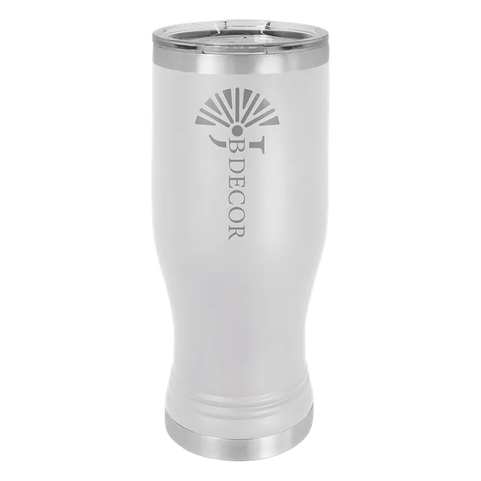 White 20 oz. Polar Camel Pilsner with Clear Standard Lid