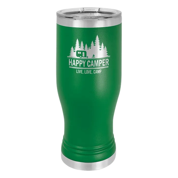 Green 20 oz. Polar Camel Pilsner with Clear Standard Lid
