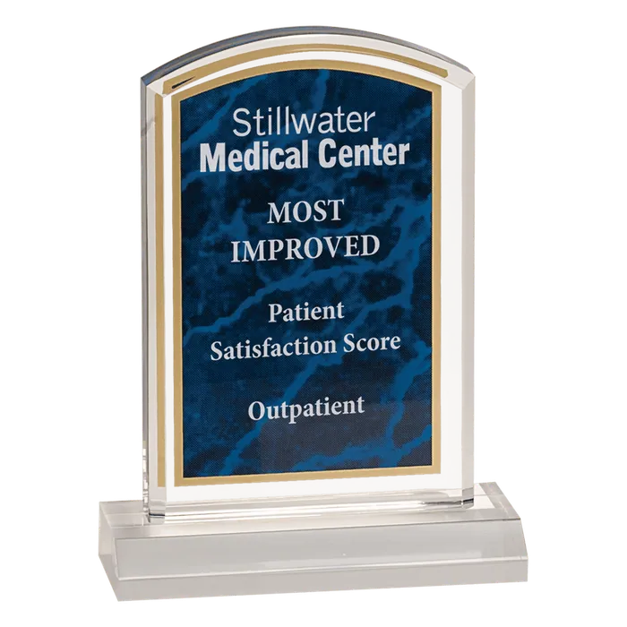 Small Blue Marbleized Acrylic Award