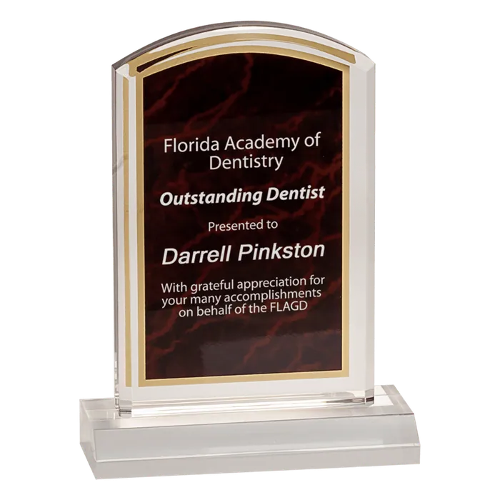 Small Red Marbleized Acrylic Award