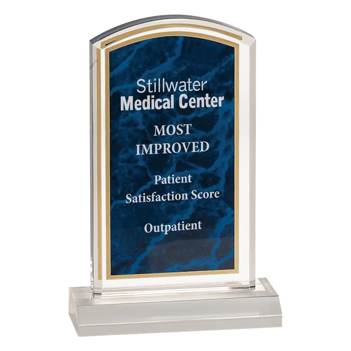 Large Blue Marbleized Acrylic Award