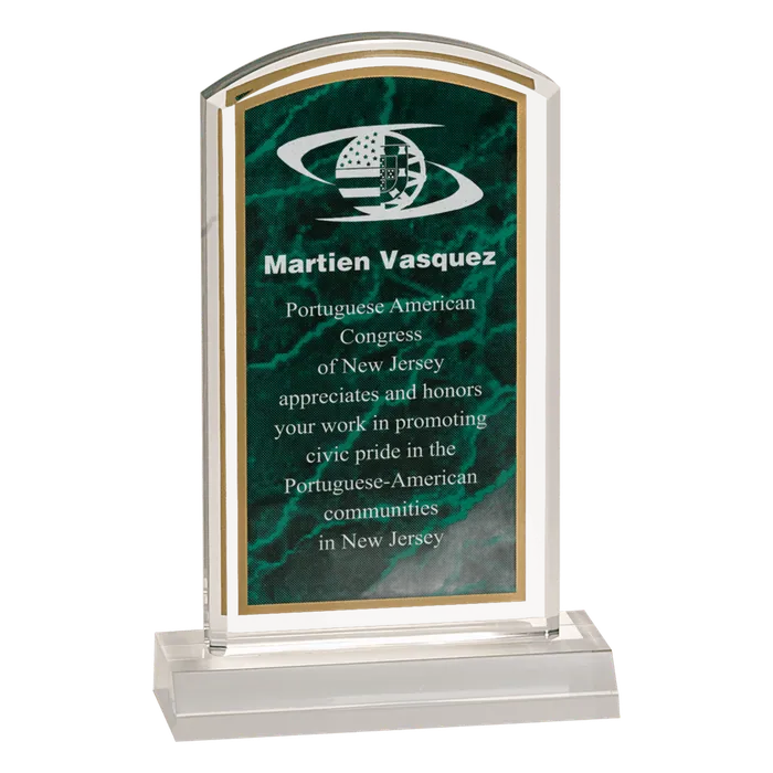 Large Green Marbleized Acrylic Award