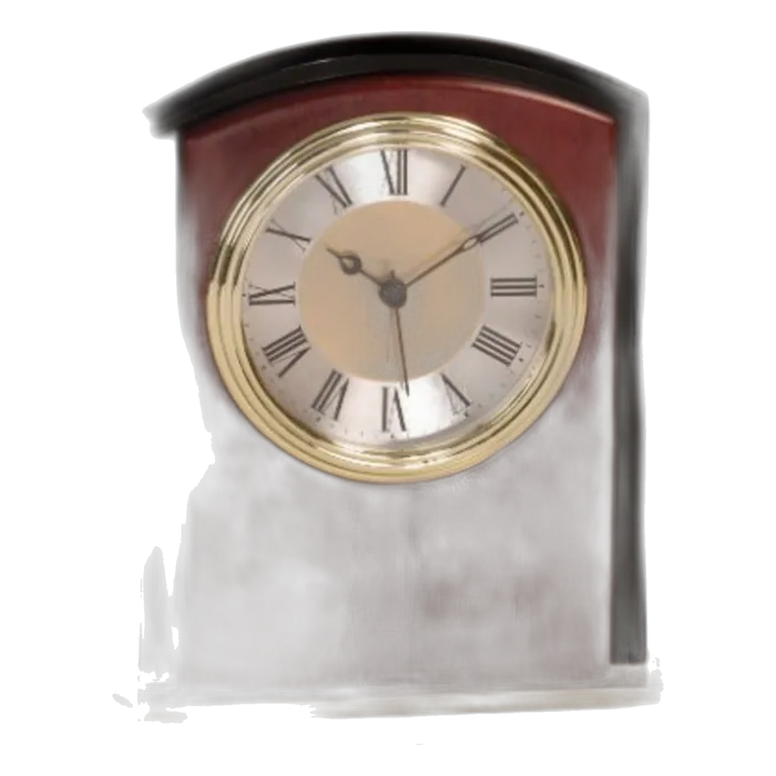 Mahogany Finish & Glass Square Arch Clock