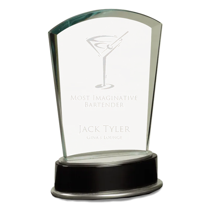 Small Jade Fan Metro Glass with Silver and Black Piano Finish Base