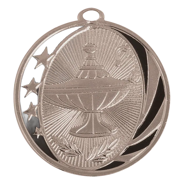 Lamp of Knowledge Starbrite Medal-Silver, 2"