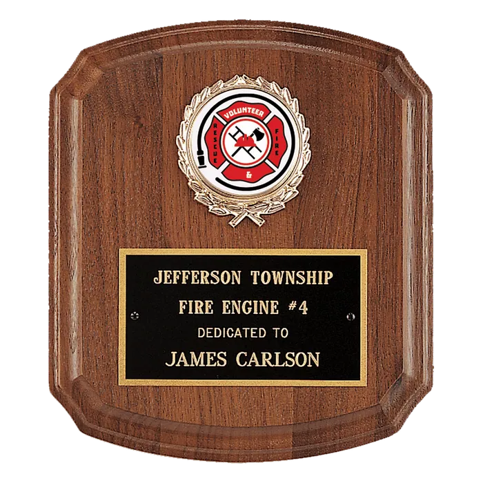 American Walnut Plaque w/Black Plate, 2" Insert Holder (Insert sold separately), 7" x 8"