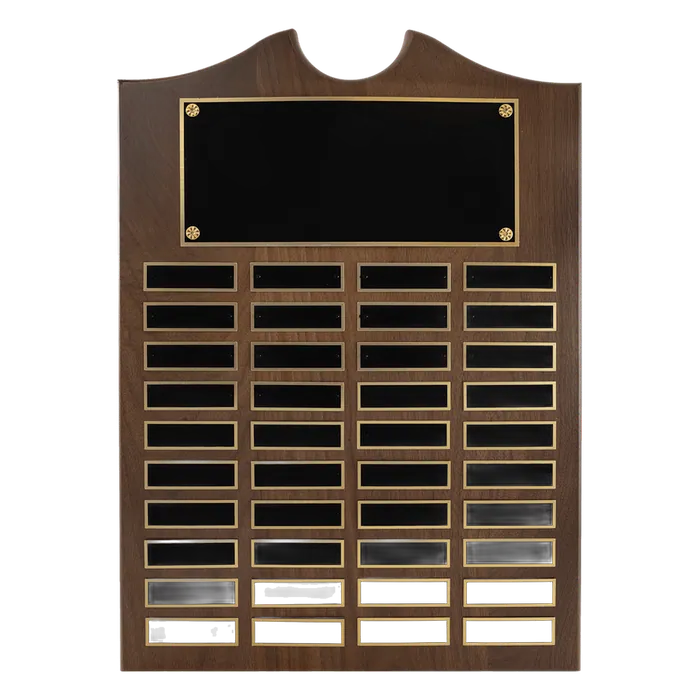 American Walnut Perpetual Plaque-40 Laser Black Brass Plates 7/8" x 2 3/4"