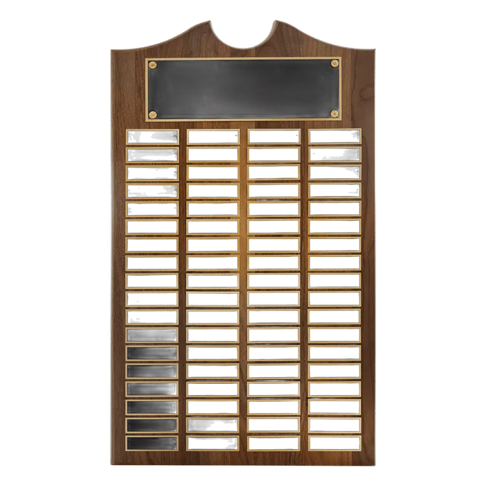 American Walnut Perpetual Plaque-72 Laser Black Brass Plates 7/8" x 2 3/4"