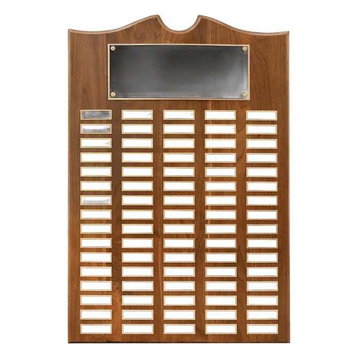 American Walnut Perpetual Plaque-80 Laser Black Brass Plates 7/8" x 2 3/4"