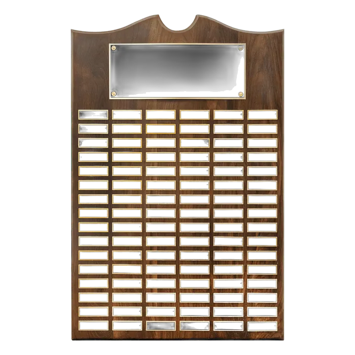 American Walnut Perpetual Plaque-96 Laser Black Brass Plates 7/8" x 2 3/4"