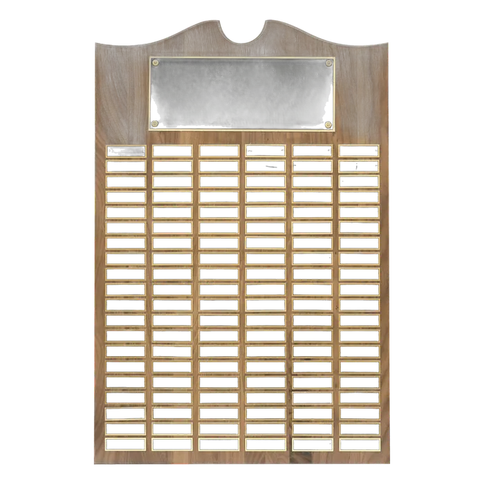 American Walnut Perpetual Plaque-120 Laser Black Brass Plates 7/8" x 2 3/4"