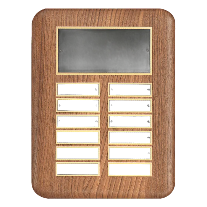 American Walnut Perpetual Plaque-12 Plates 7/8" x 2 3/4", 9" x 12"