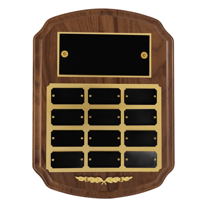 American Walnut Perpetual Plaque-12 Plates 1" x 2"