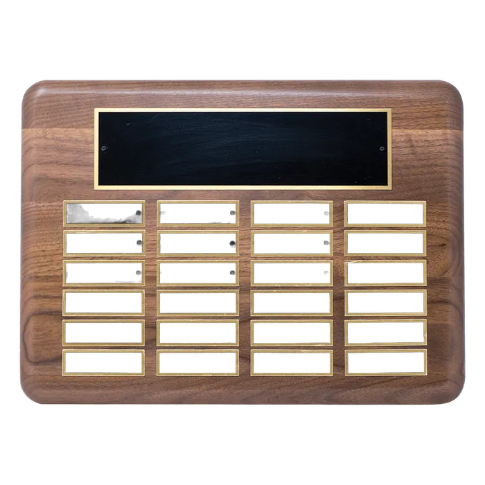 American Walnut Perpetual Plaque-24 Plates 7/8" x 2 3/4" (Roster Series)