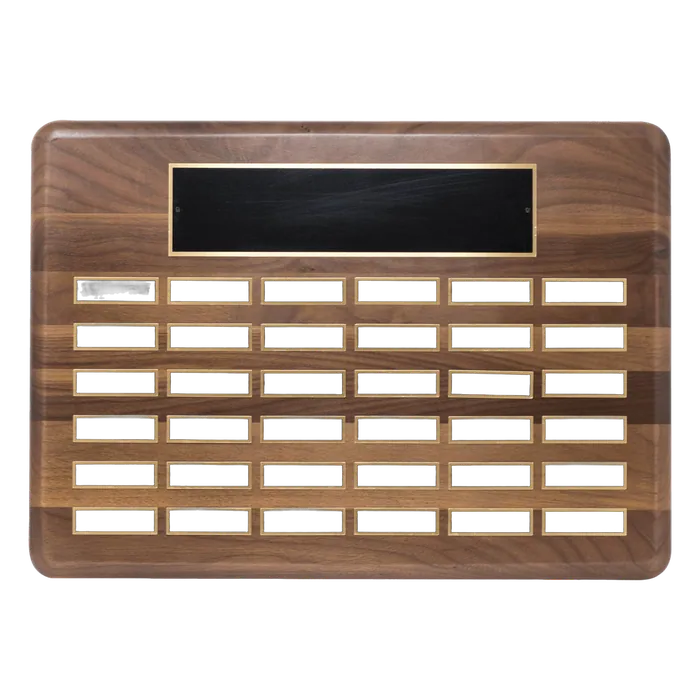 American Walnut Perpetual Plaque-36 Plates 7/8" x 2 3/4" (Roster Series)