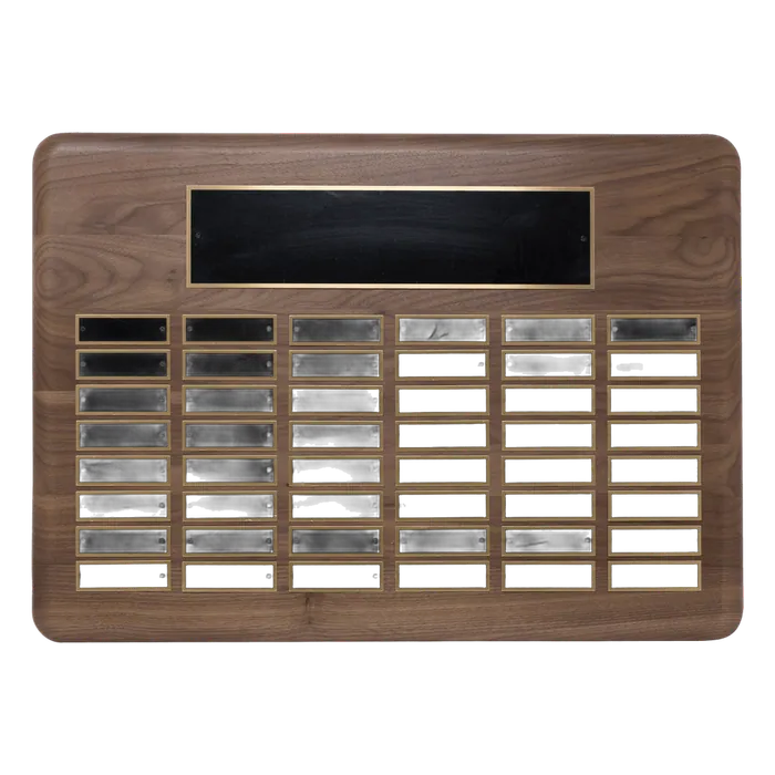 American Walnut Perpetual Plaque-48 Plates 7/8" x 2 3/4" (Roster Series)