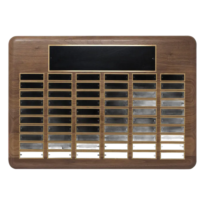 American Walnut Perpetual Plaque-60 Plates 7/8" x 2 3/4" (Roster Series)