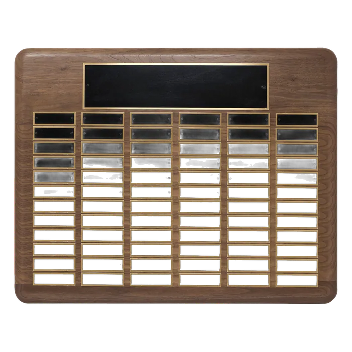 American Walnut Perpetual Plaque-72 Plates 7/8" x 2 3/4" (Roster Series)