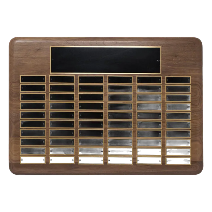 American Walnut Perpetual Plaque-96 Plates 7/8" x 2 3/4" (Roster Series)