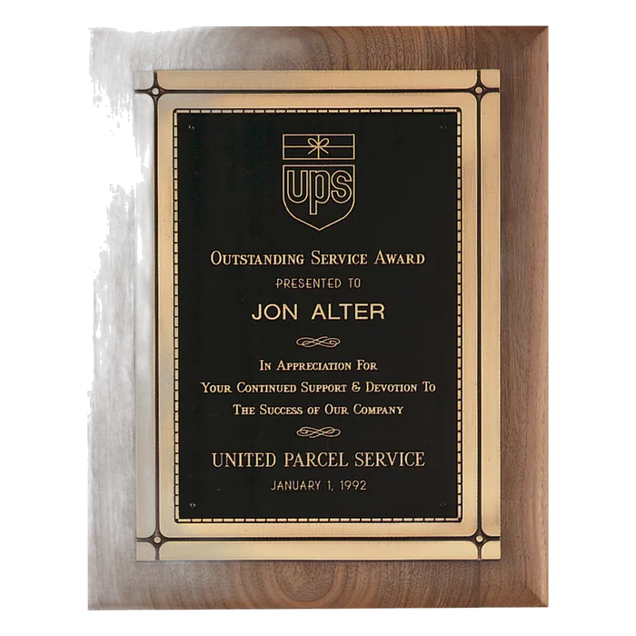 Walnut Plaque w/Antique Bronze Casting & High Quality Phoenix Frame Casting