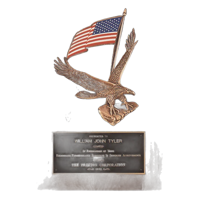 American Walnut Plaque with Large Eagle Casting and Black Plate
