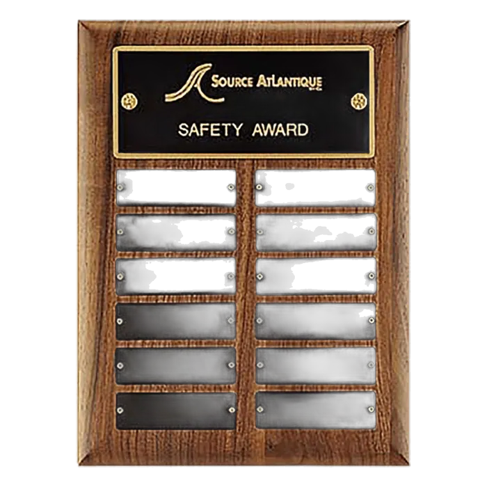 American Walnut Perpetual Plaque-12 Plates 1" x 3 1/4", 9" x 12"
