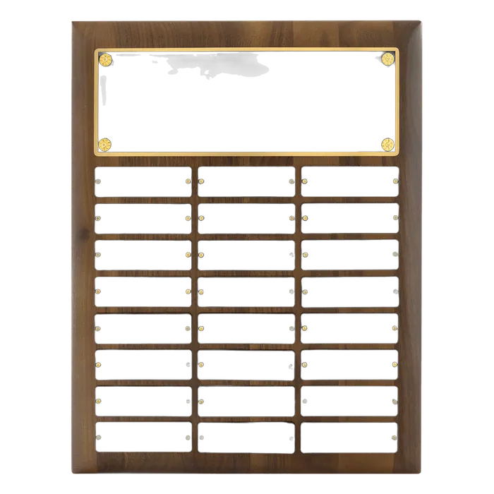 American Walnut Perpetual Plaque-24 Plates 1" x 3 1/4", 12" x 15"