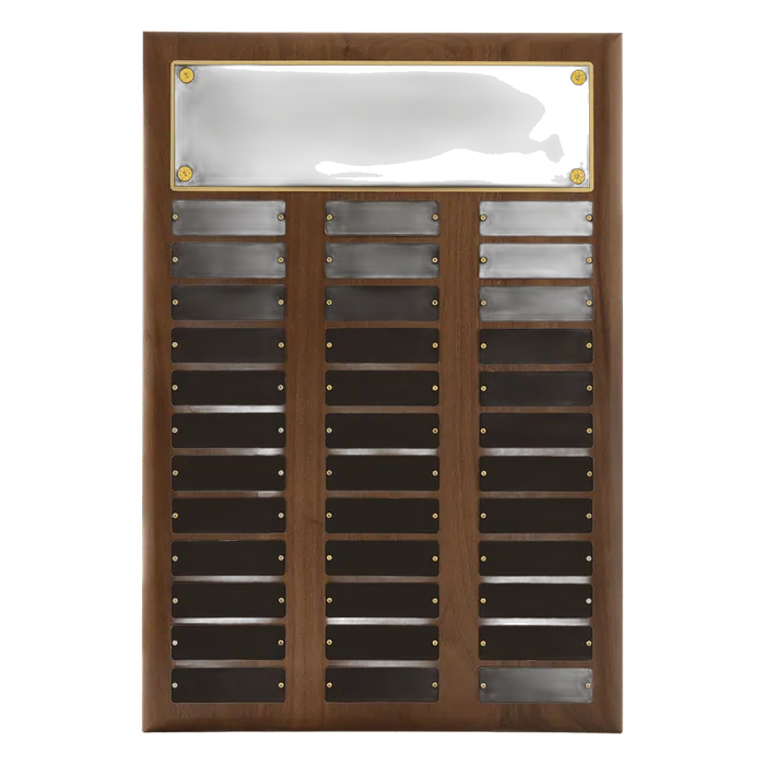 American Walnut Perpetual Plaque-36 Plates 1" x 3 1/4"