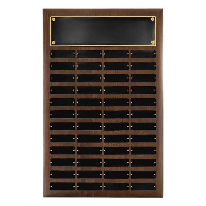 American Walnut Perpetual Plaque-48 Plates 1" x 3 1/4"