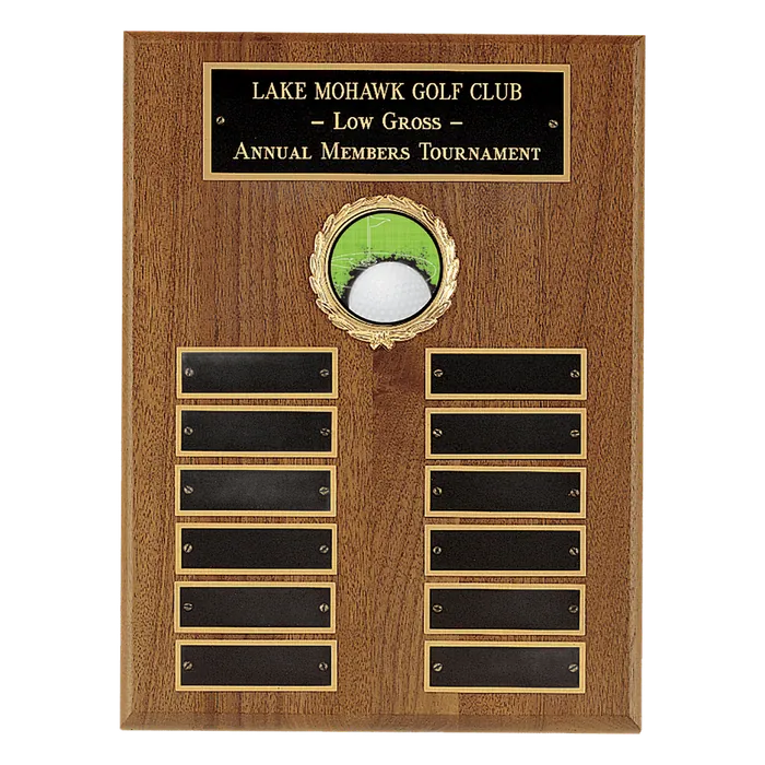 American Walnut Plaque w/12 Plates, 2" Insert Holder (Insert Sold Separately)