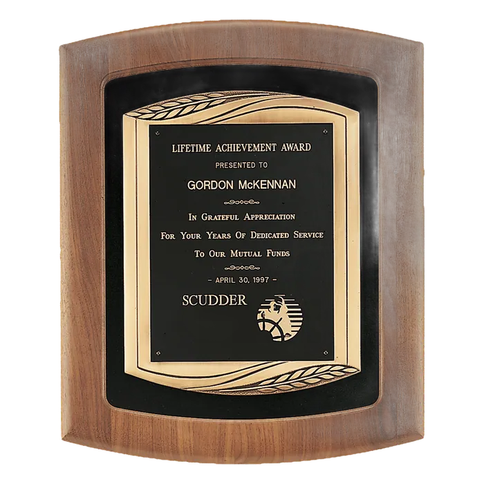 Walnut Frame w/Black Velour Backing/Antique Bronze Frame and Black Brass Plate