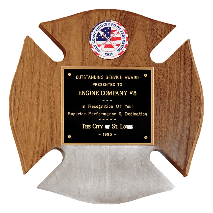 Walnut Maltese Cross Plaque w/Black Brass Plate and 2" Insert (sold separately)