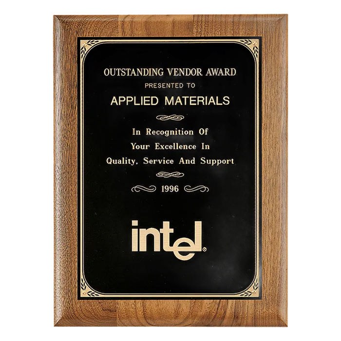 American Walnut Plaque with Black Brass Plate, 7" x 9"