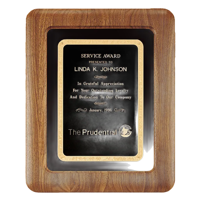 American Walnut Airflyte Frame w/Maroon Velour & Black Florentine LaserFX Plate, 12" x 15", Style P2980