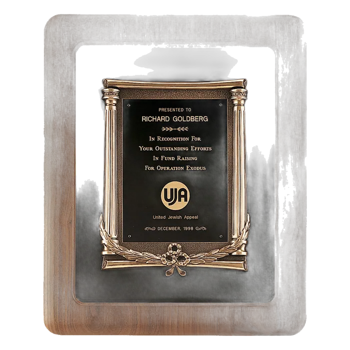 American Walnut Frame w/Black Back/Antique Bronze Cast Frame/Black Brass Plate