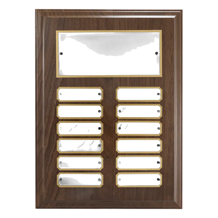 American Walnut Perpetual Plaque-12 Plates 7/8" x 2 3/4", 9" x 12", Style P3300