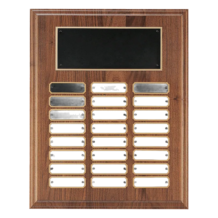 American Walnut Perpetual Plaque-24 Plates 7/8" x 2 3/4", 12" x 15"