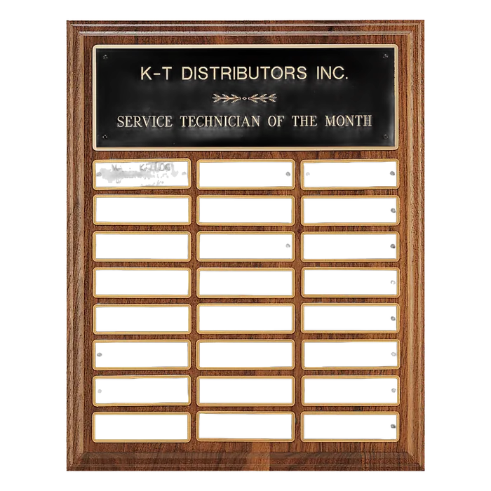 American Walnut Perpetual Plaque-24 Plates 1" x 3 1/4", 12" x 15", Style P3306