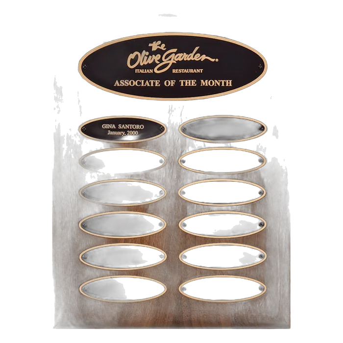 American Walnut Perpetual Plaque-12 1" x 3 1/4" Oval Plates (Perpetual Series)