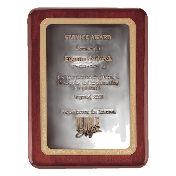 Rosewood Piano Finish Plaques with Black Florentine Designer LaserFX Plates, 7" x 9", Style P3741
