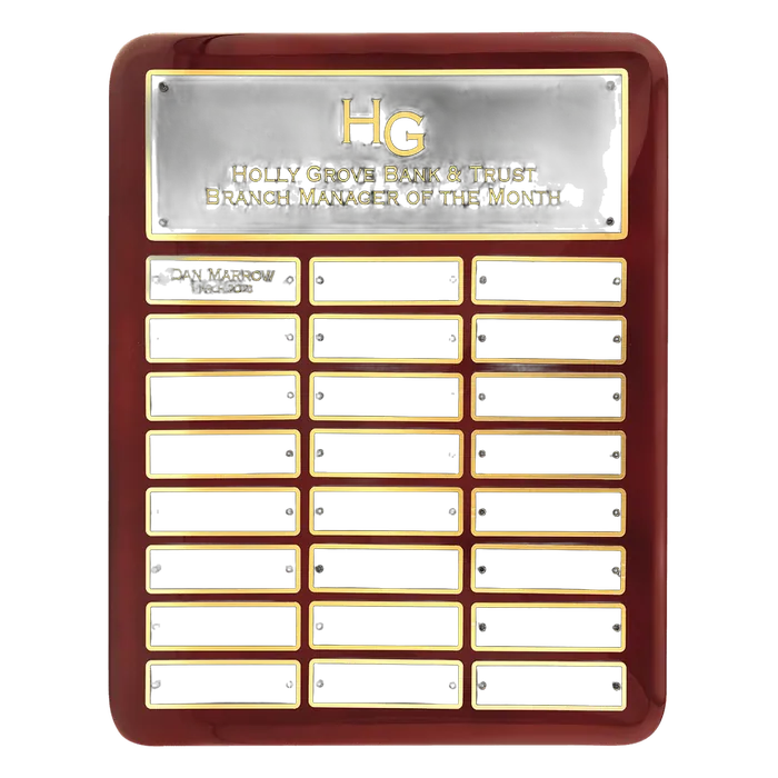 Rosewood Piano Finish Perpetual Plaque-24 1" x 3 1/4" Plates