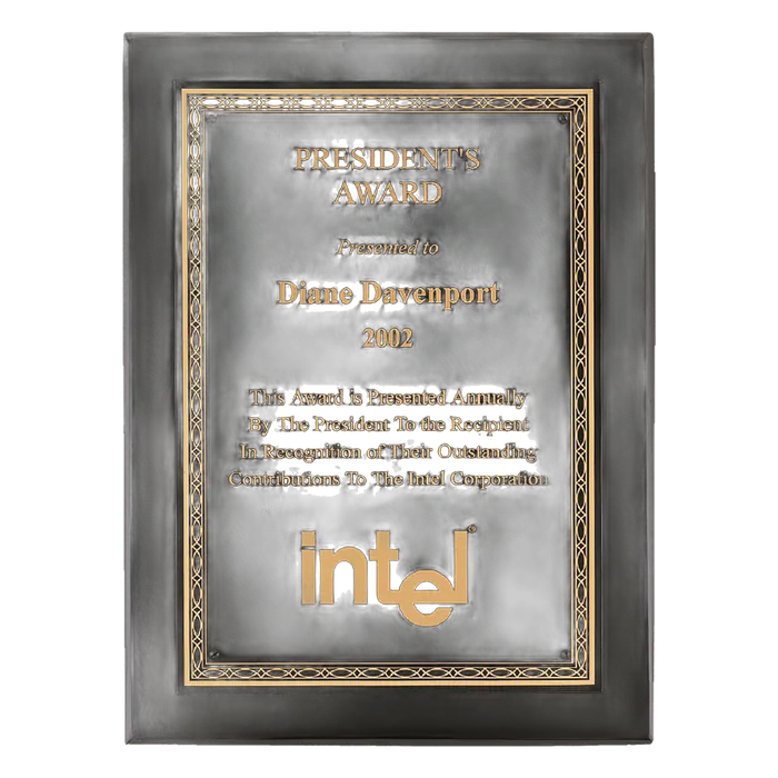 Black Piano Finish Plaque with Florentine Design Plate, 11" x 14"