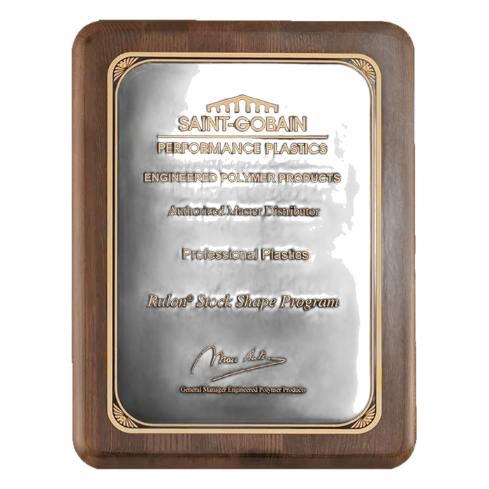 Walnut Piano Finish Plaque with Florentine Design Plate, 8" x 10 1/2"