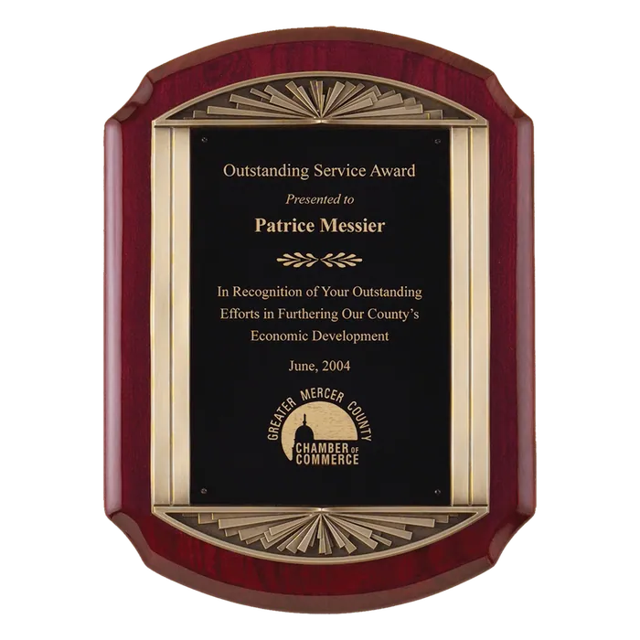 Rosewood Piano Finish Plaque with Antique Bronze Frame & Black LaserFX Plate