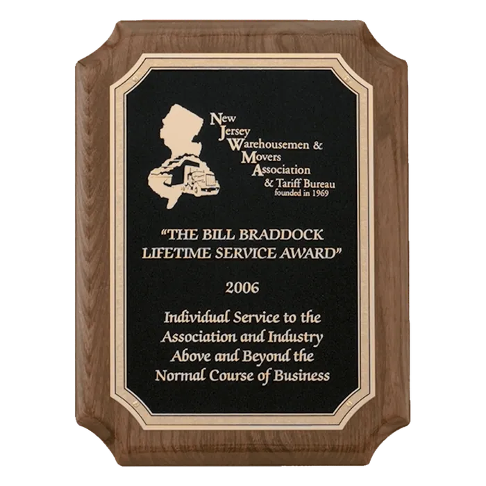 Walnut Piano Finish Plaque with Black Textured Florentine Border Plate, 8" x 10 1/2", Style P4311