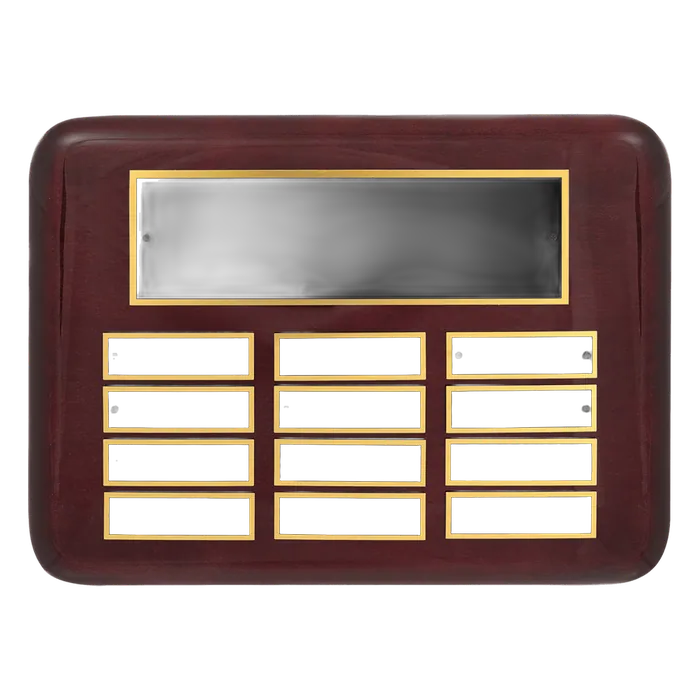 Rosewood Piano Finish Perpetual Plaque-12 Plates 7/8" x 2 3/4"