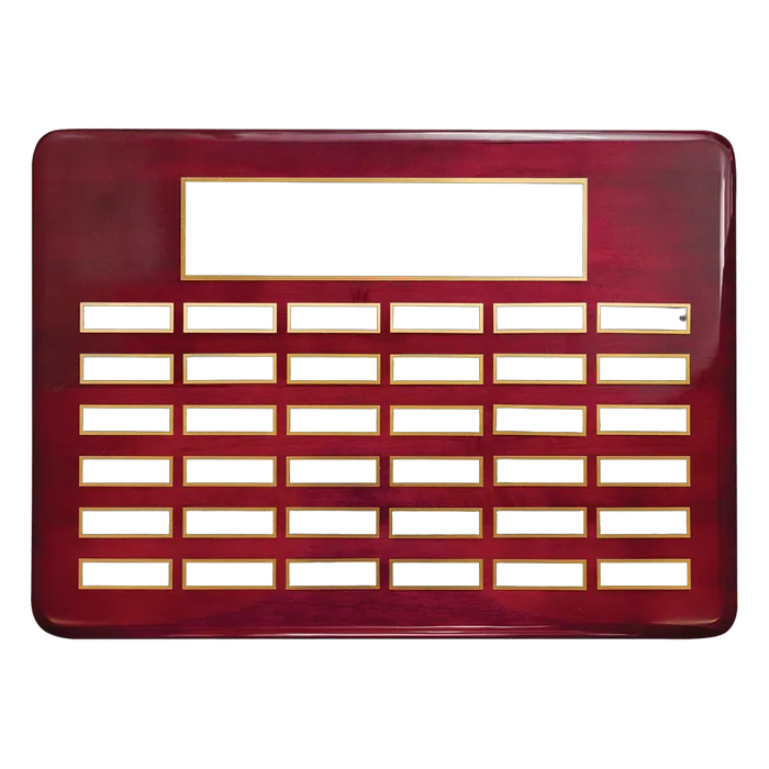 Rosewood Piano Finish Perpetual Plaque-36 Plates 7/8" x 2 3/4"