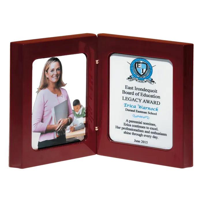 High Gloss Rosewood Finish Book Award with Two Full Color Plates