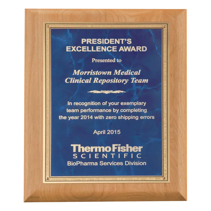 Natural Alder Wood Plaque with Sapphire Marble Florentine Plate, 9" x 12"