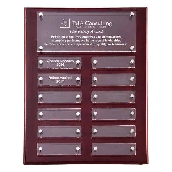 Rosewood High Lustr Perpetual Plaque w/Magnetically Attached Acrylic Plates